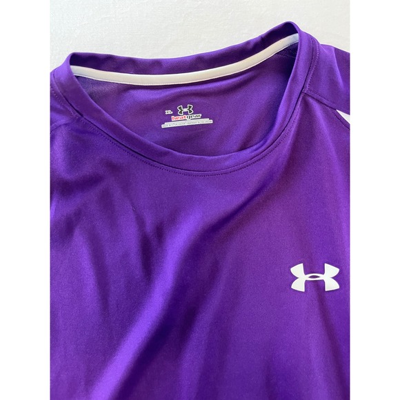 Under Armour Mens Purple Heatgear Short Sleeve Athletic T Shirt Size 2XL - Picture 2 of 6